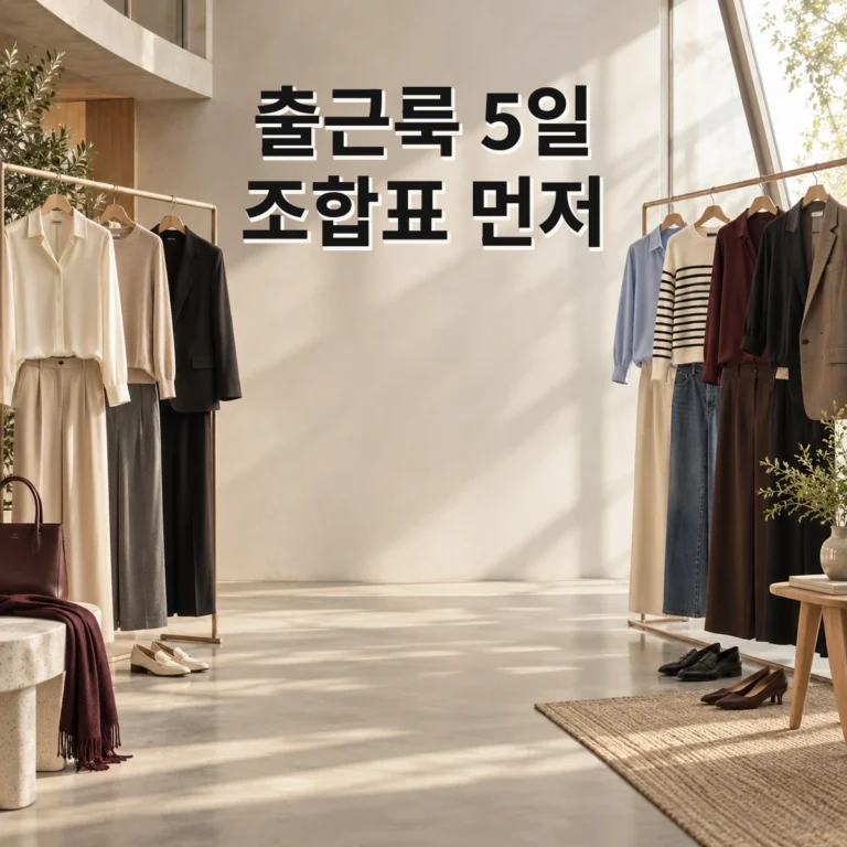 직장인 출근룩 돌려입기: 10벌보다 먼저 만드는 5일 조합표 V2 대표 이미지