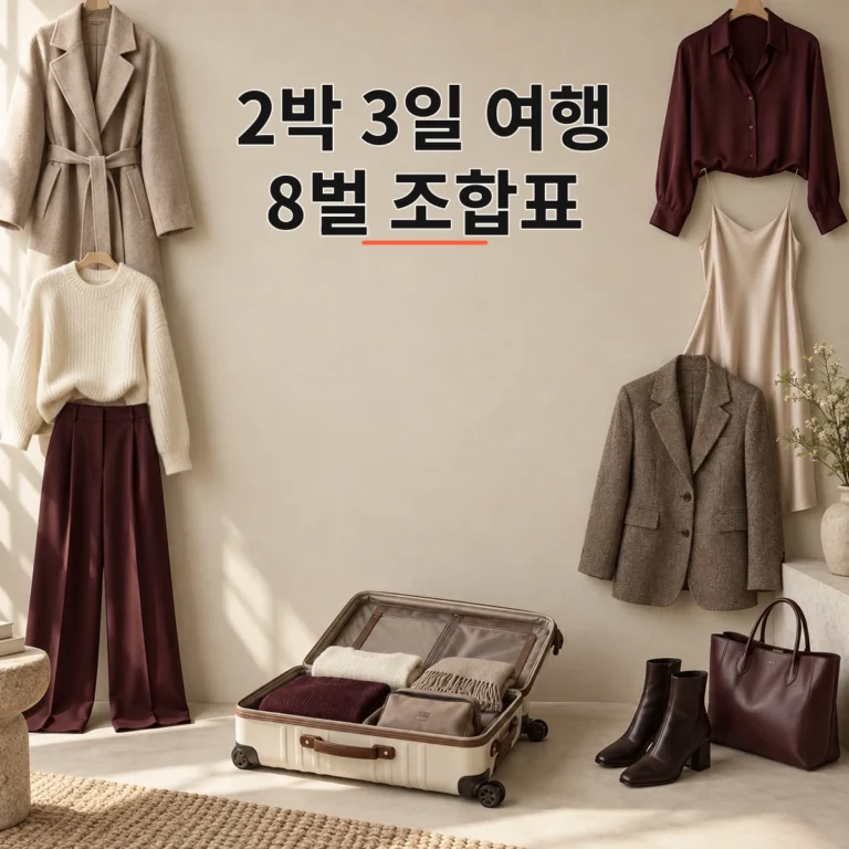 2박 3일 여행 옷 줄이기: 8벌로 만드는 캡슐 옷장 조합표 V2 대표 이미지