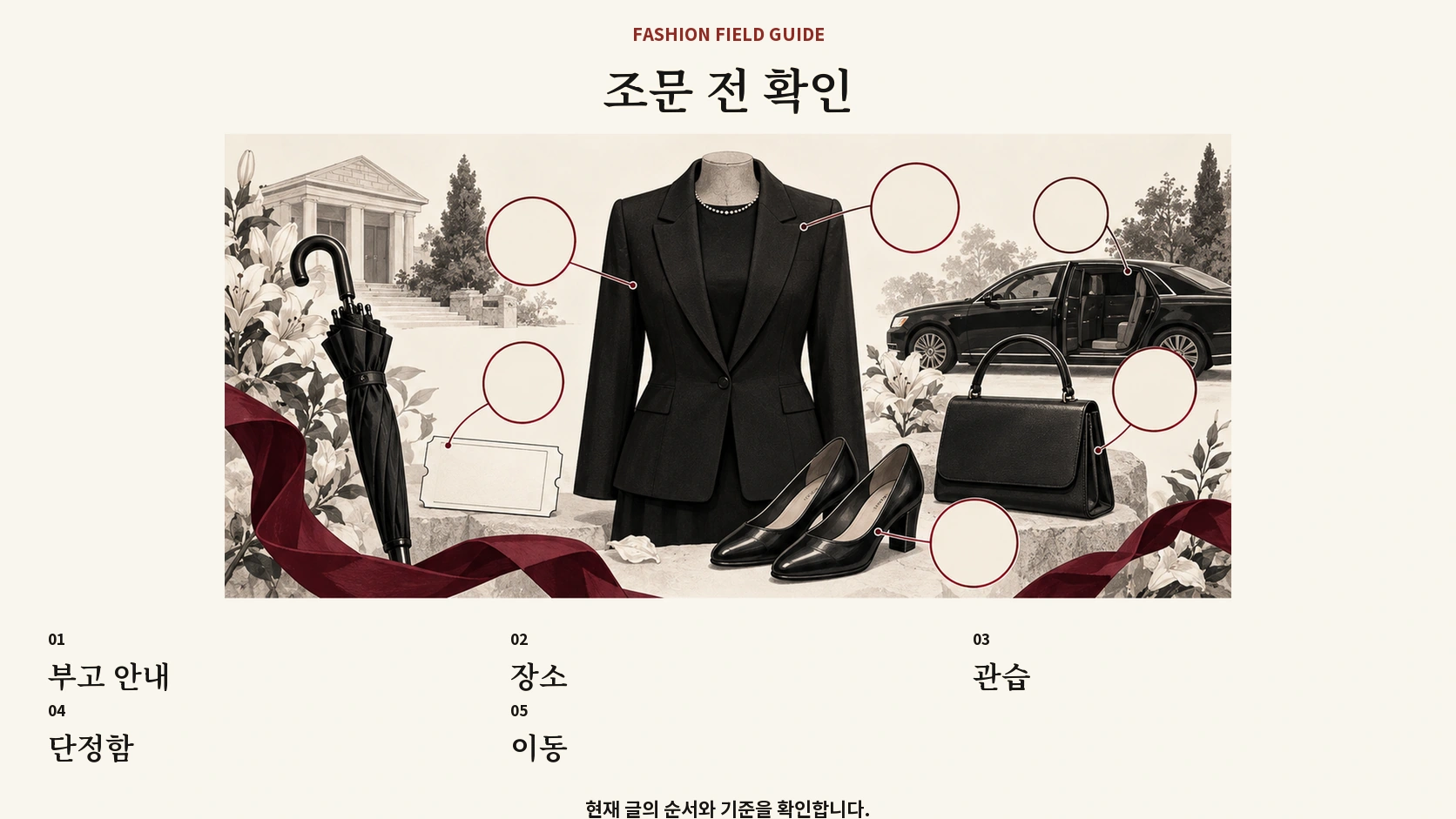 장례식 참석 전 부고 안내 장소 관습 단정함 이동을 보는 표