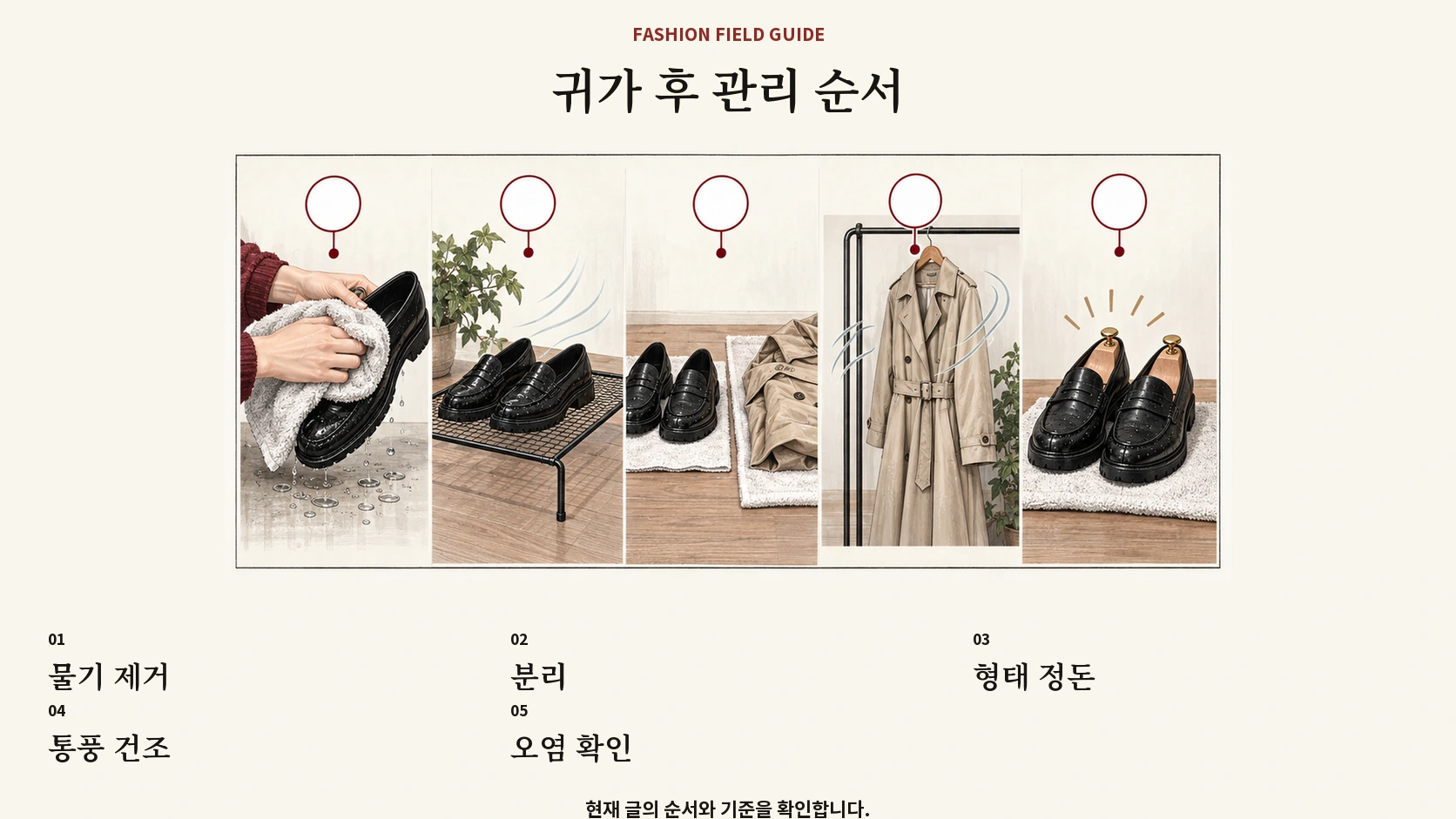 비에 젖은 출근 옷과 신발을 귀가 후 말리는 관리 순서