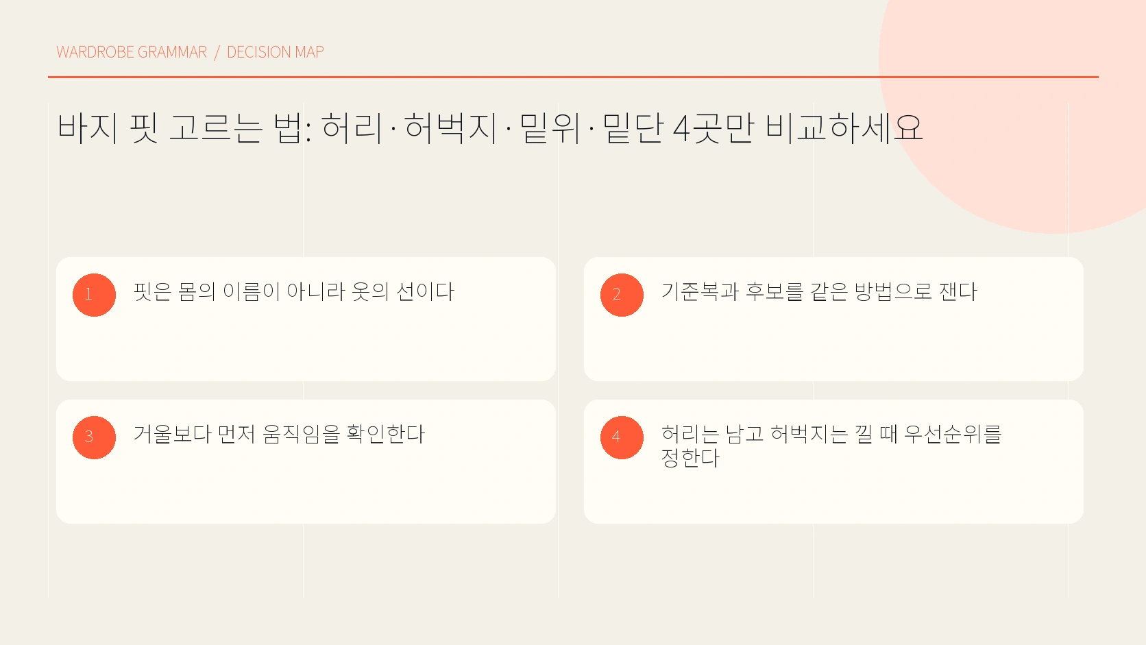 바지 평면 실측 네 위치 안내